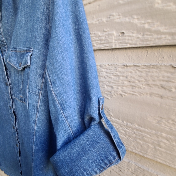 Nexx New York Roll Tab Denim Chambray Snap Shirt - Picture 6 of 8